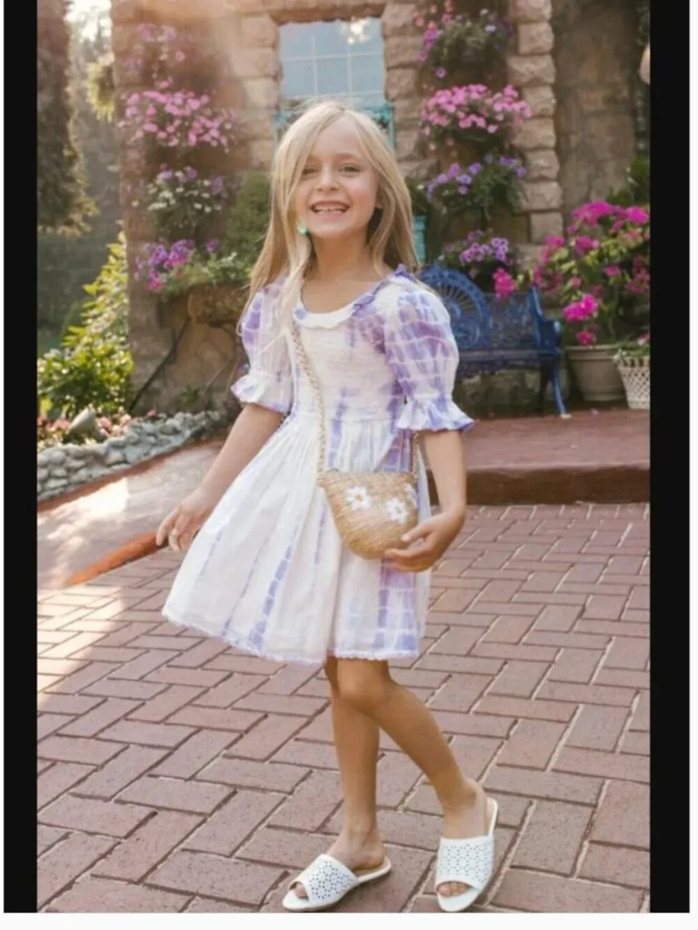 NWT Ivy City Jasmine Lavender Tie-Dye Smocked Dress 100% Cotton